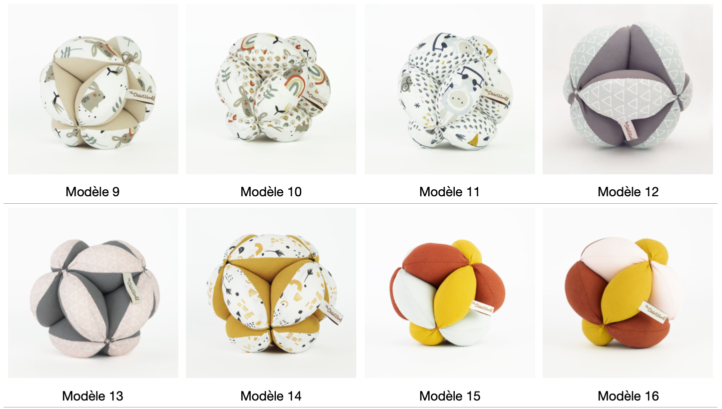 Selección de estampados para pelota de motricidad de bebé con cascabel