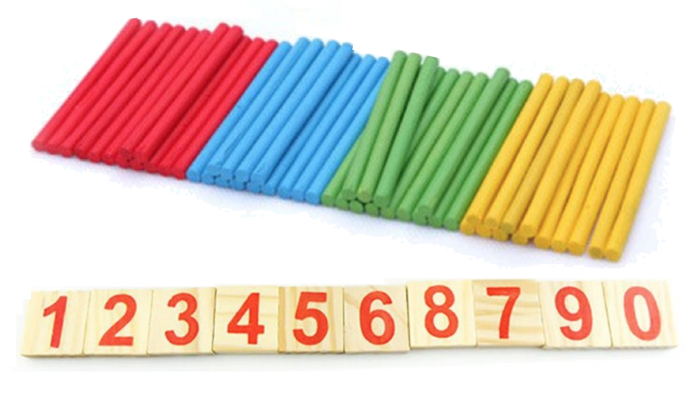 Aprendizaje de colores y números de madera