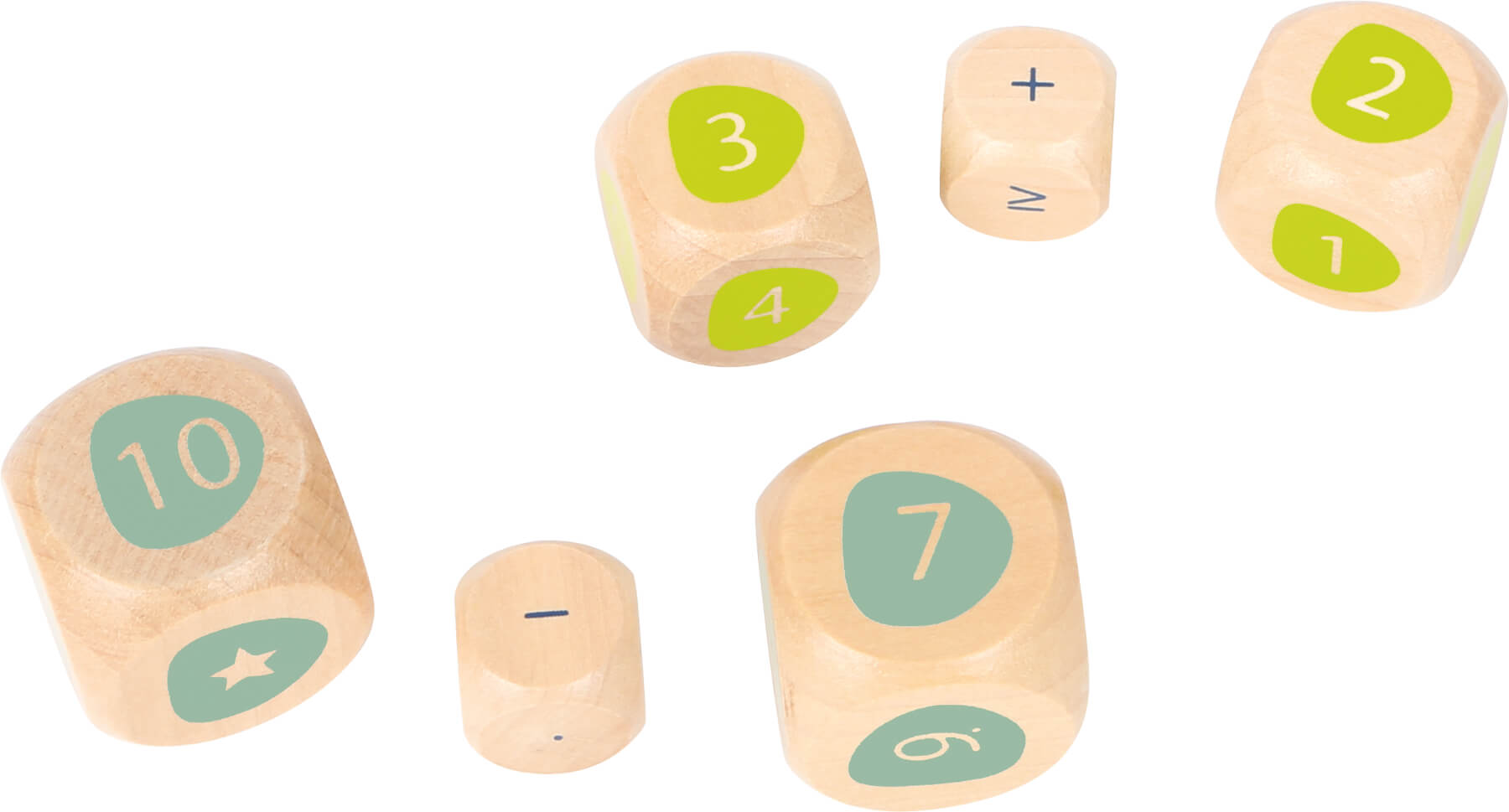 Aprendizaje del cálculo y aritmética con dados de madera Montessori
