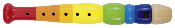 Flauta de madera infantil con 6 orificios de tono y motivos decorativos estimulantes