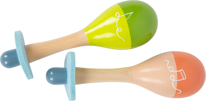 Maraca de madera natural nota blanca - Instrumento musical y sonajero sensorial Montessori para bebé