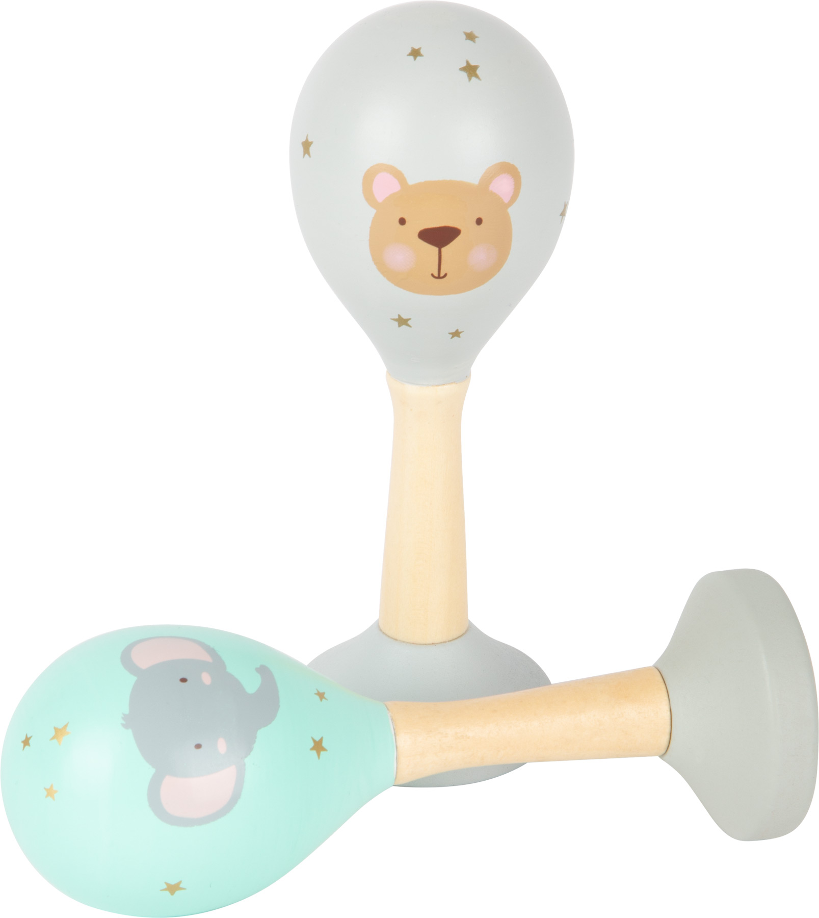 Maracas de madera Colección Pastel - Instrumento musical y sonajero de estimulación sensorial Montessori