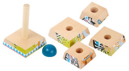 Pirámide de madera para bebé - Juguete de apilar Montessori y descubrimiento de los tamaños
