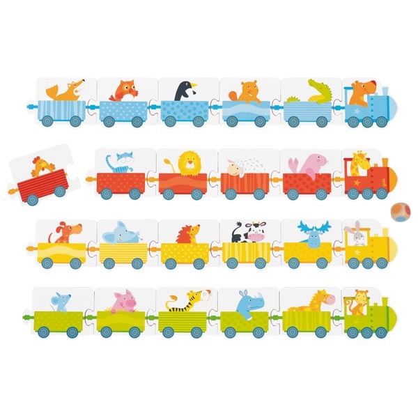 Wooden Dice Game – Animal Trains with a Colour Dice