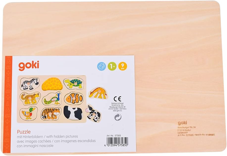 Wooden Montessori Knob Puzzle – 9 Animals with Hidden Patterns - Vista 7