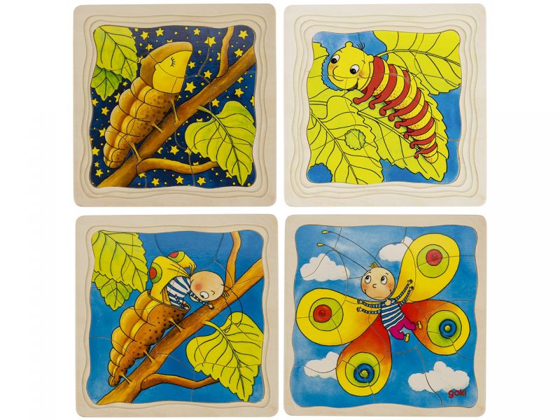 Wooden Caterpillar Puzzle – Butterfly Life Cycle in 4 Layers - Vista 2