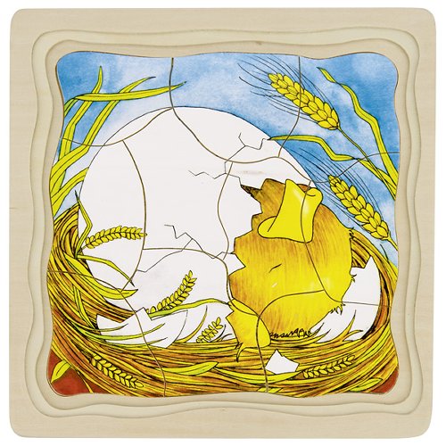 Wooden Chicken Life Cycle Puzzle – Egg to Hen, 4 Layers - Vista 3