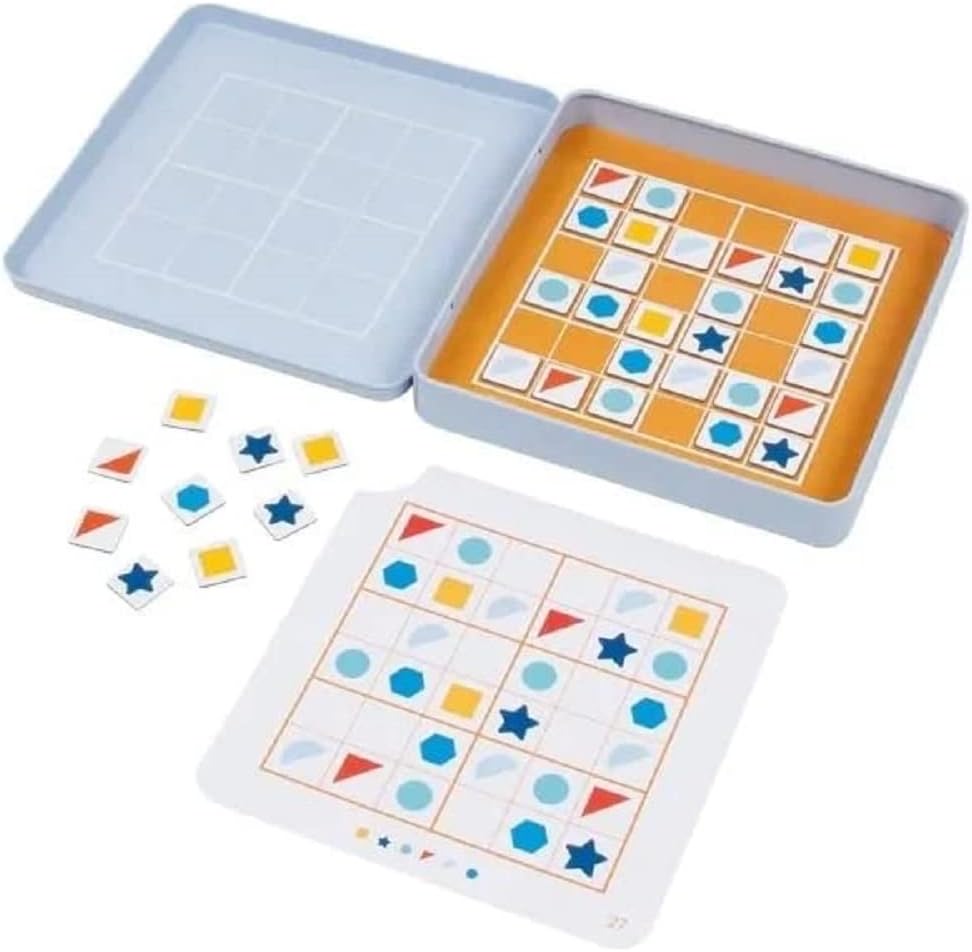 Magnetic Sudoku for Kids – Metal Tin, 36 Shape Pieces & 25 Cards